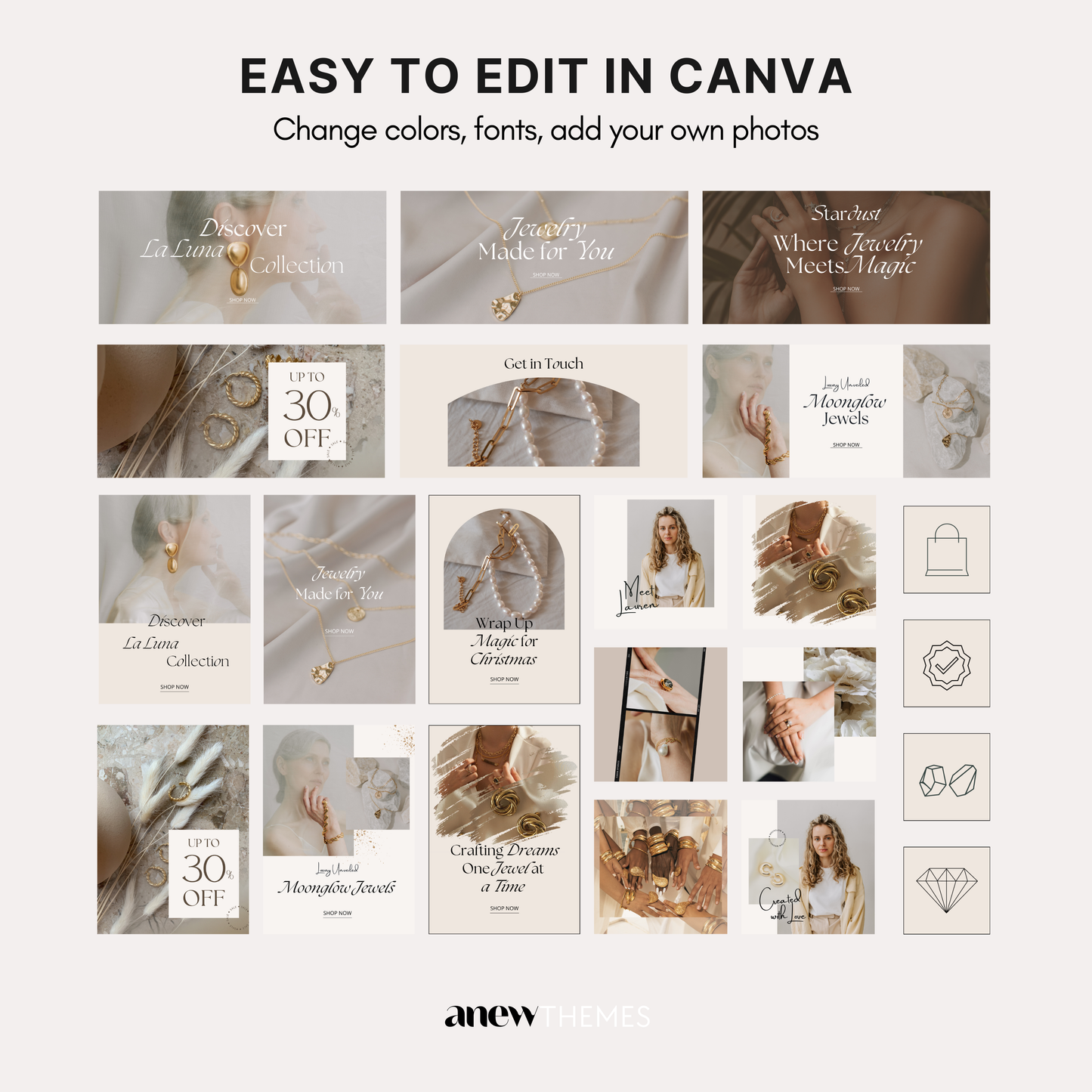 Easy to edit Canva banners templates, easy to change colors, fonts add photos