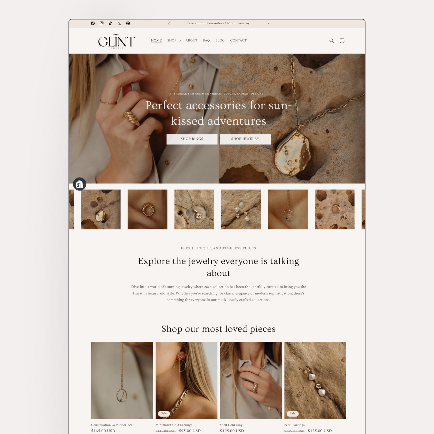 Glint Minimalist Jewelry Shopify Theme