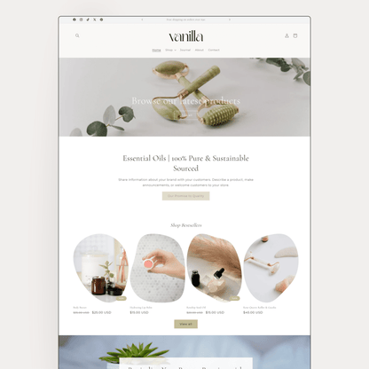 Vanilla Skincare Minimalist Shopify Theme