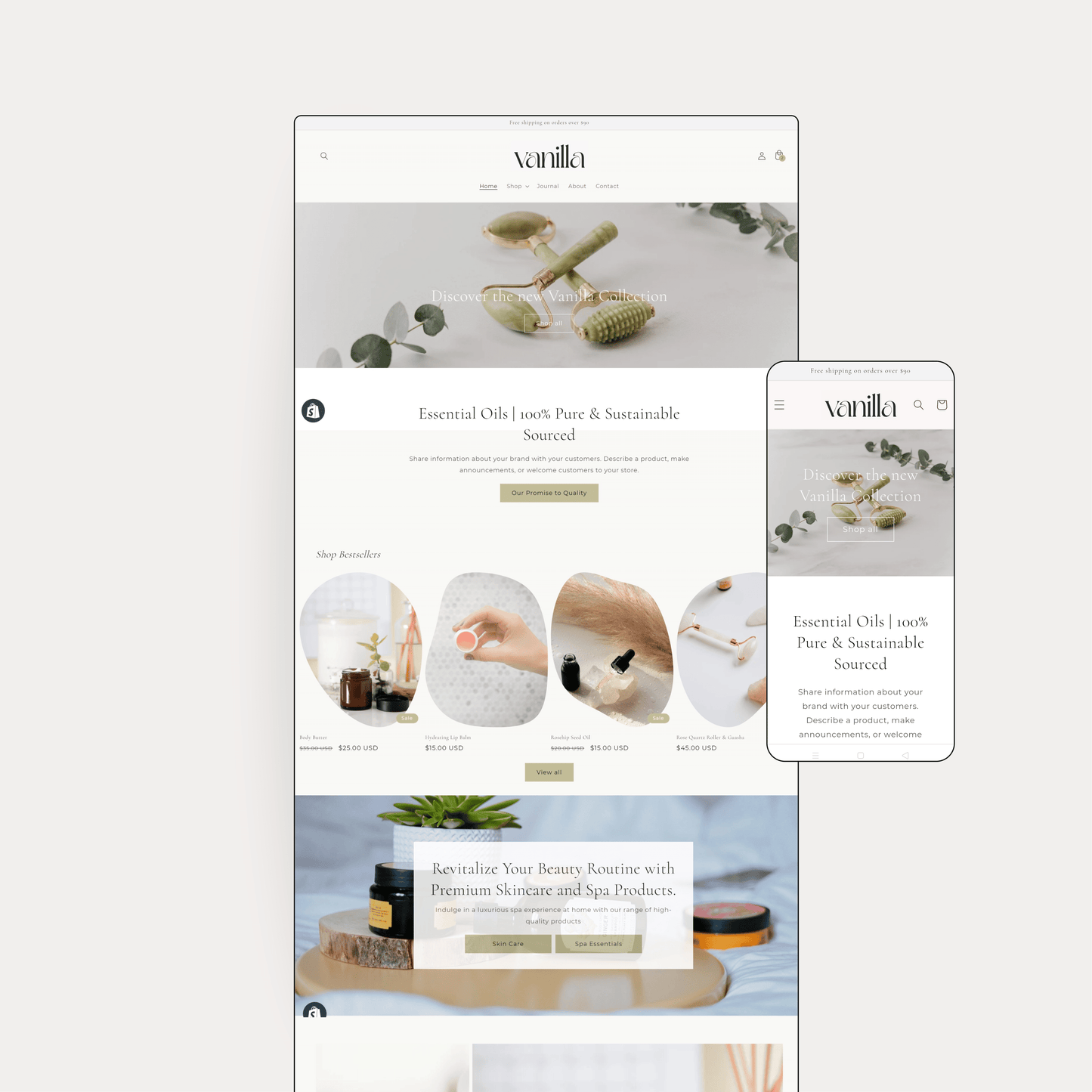 Vanilla Skincare Minimalist Shopify Theme